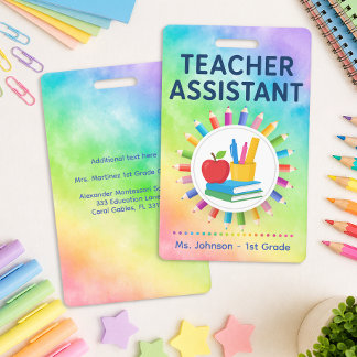 Crayons Arc-en-Ciel Badge Personnalisé Assistant d