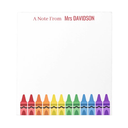 Crayons Arc-en-Ciel Bloc-Notes Personnalisé pour E (Devant)