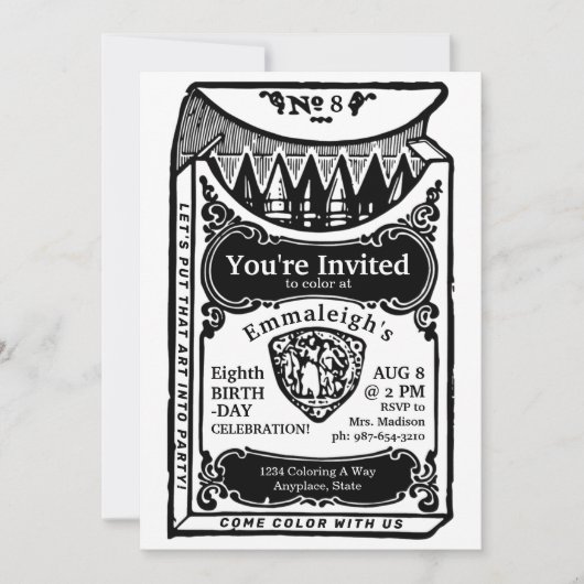 Crayons Box Invitation Kaart (Voorkant)