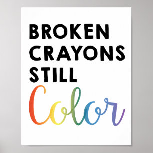 Crayons brisés Couleur fixe // Poster d'art mural