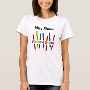 Crayons colorés 4e année enseignante T-shirt femme