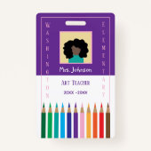 Crayons colorés Art Teacher Photo ID Badge (Devant)