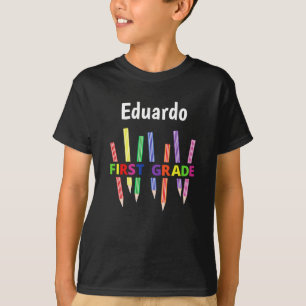 Crayons colorés T-shirt garçon de 1ère année 2