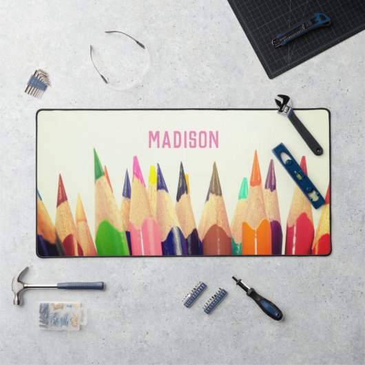 Crayons colorés, votre nom, professionnel (Poste de travail)