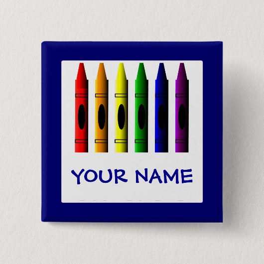Crayons Cute Blue Name Crayon Button Sjabloon (Voorkant)