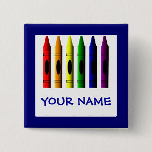 Crayons Cute Blue Name Crayon Button Sjabloon