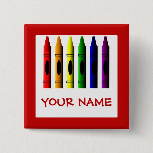 Crayons Cute Red Name Crayon Button Sjabloon (Voorkant)