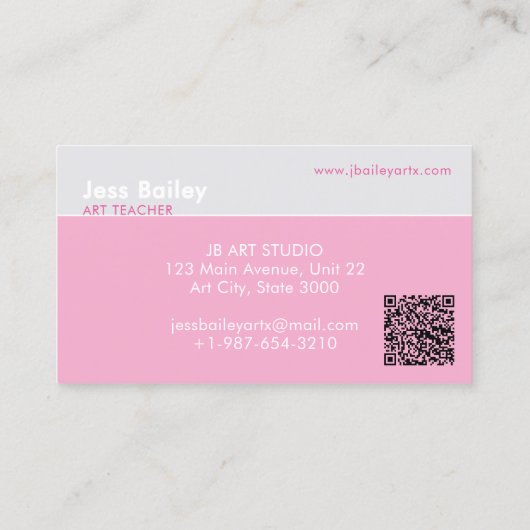 Crayons de couleur Carte de visite enseignant rose (Dos)