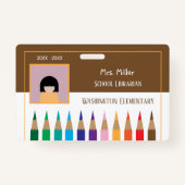 Crayons de couleur Doodle School Librarian Badge B (Devant)