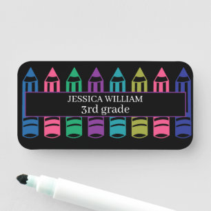 Crayons Doodles Personaliz Sketch terug naar schoo Naamplaatje