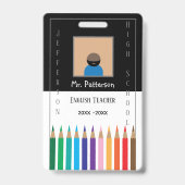 Crayons en noir et blanc Badge d'identité de l'ens (Front)