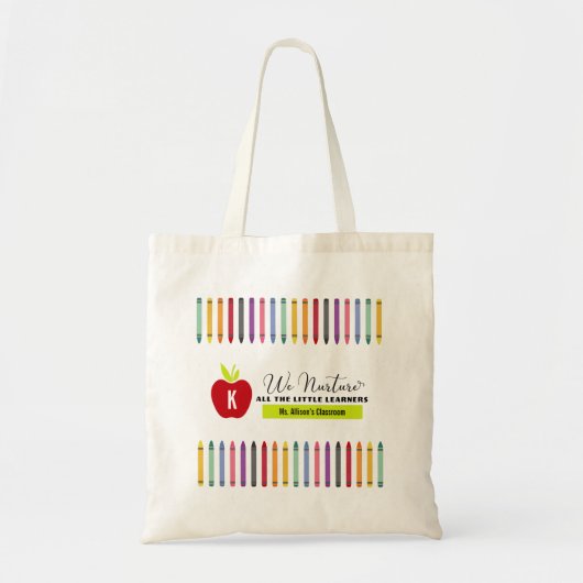 Crayons en Red Apple kleuterjuf Tote Bag (Voorkant)