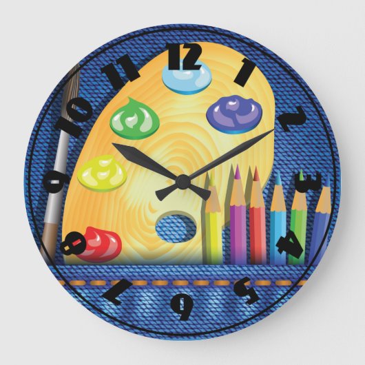 Crayons et horloge de pinceau (Recto)