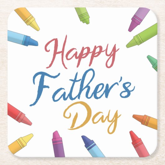 Crayons Happy Vaderdag Typografie | ONDERZETTER (Voorkant)