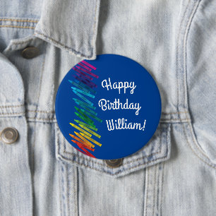 Crayons Kids Birthday Art Cute Colorful Ronde Button 4,0 Cm