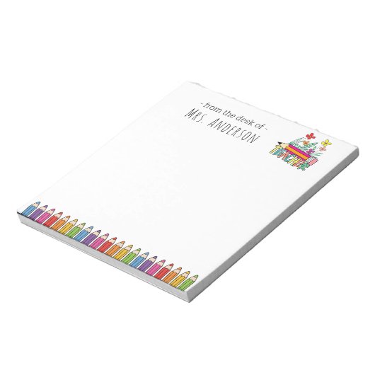 Crayons mignons Bloc-notes du nom de l'enseignant (Tourné)