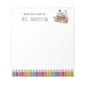 Crayons mignons Bloc-notes du nom de l'enseignant (Devant)