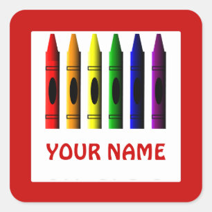 Crayons Naam Crayon Sjabloon Rode Sticker
