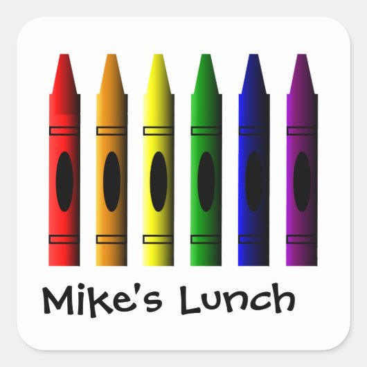 Crayons Name Sjabloon Crayon Lunch Bah Vierkante Sticker (Voorkant)