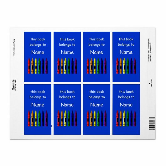 Crayons Nom Étiquette de plaque d'immatriculation  (Feuille entière)