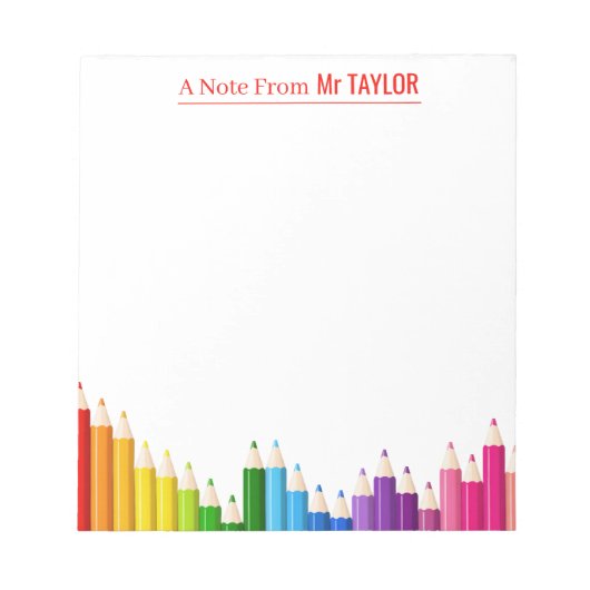 Crayons Personnalisés Bloc-Notes pour Enseignants (Devant)