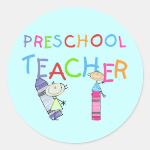 Crayons Preschool leraar TShirts en Gifts Ronde Sticker