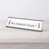 Crayons Rouges Mignons Plaque de Bureau Personnali (Devant)