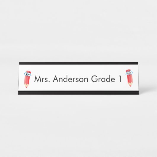 Crayons Rouges Mignons Plaque de Bureau Personnali (Devant)