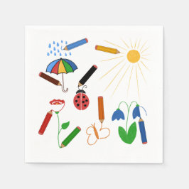Crayons Tekenen van een kleurrijke wereld Servet