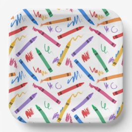 Crayons Verjaardagsfeest Kinder Jongen Meisje Papieren Bordje