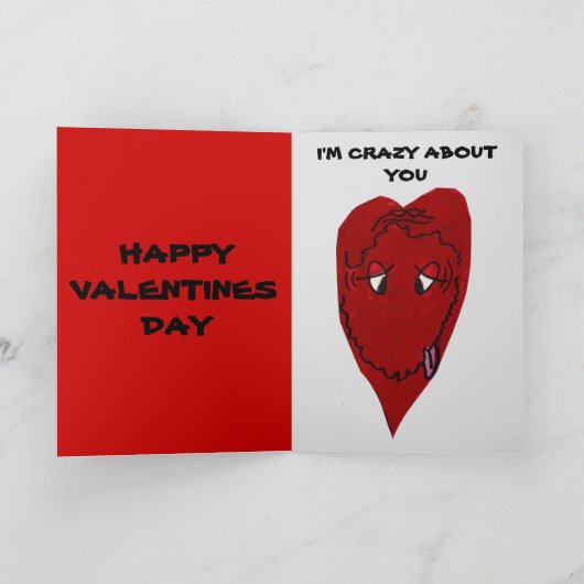 CRAZY À PROPOS DE VOUS Carte de Saint Valentin (Intérieur)