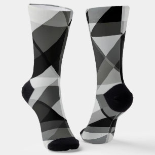 Crazy Abstract Argyle Socks in zwart en grijs Sokken