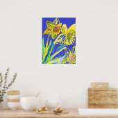 Crazy Abstract Daffodil Spring Garden Art Poster (Keuken)