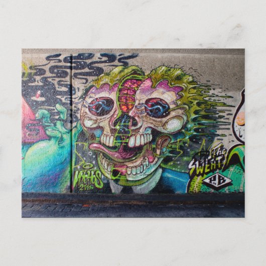 Crazy achtige horror Skull Graffiti Briefkaart (Voorkant)
