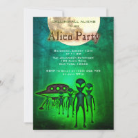 Crazy Alien & UFO in Forest Party Uitnodigen