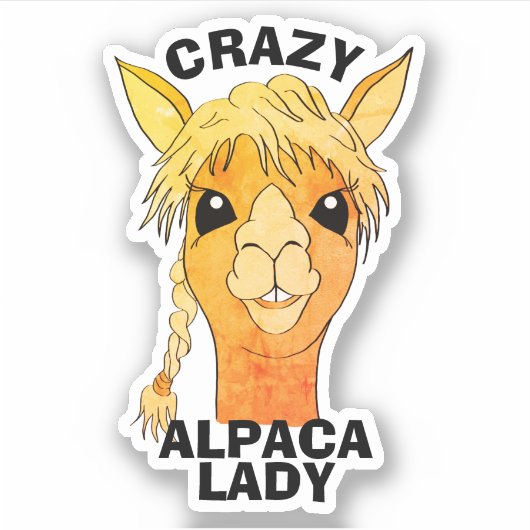 Crazy Alpaca Lady rustiek aangepaste vinyl gesnede Sticker (Voorkant)