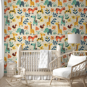 Crazy Animals Kleurrijke Patroon Behang