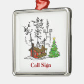 Crazy Antenna House Ham Radio Kerstversiering Metalen Ornament (Links)
