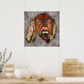 Crazy Basset Hound chien visage peint main Poster (Cuisine)