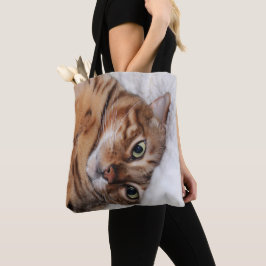 Crazy Bengal Cat Canvas tas, voeg uw eigen thema t Draagtas