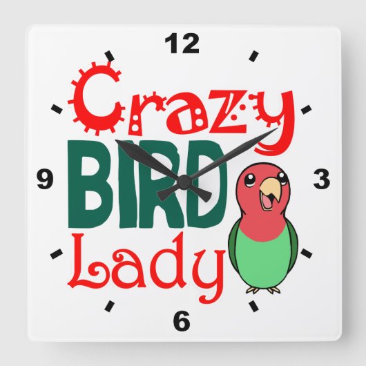 Crazy bird vierkante klok (Voorkant)