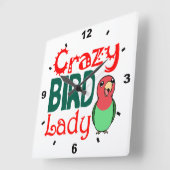 Crazy bird vierkante klok (Hoek)