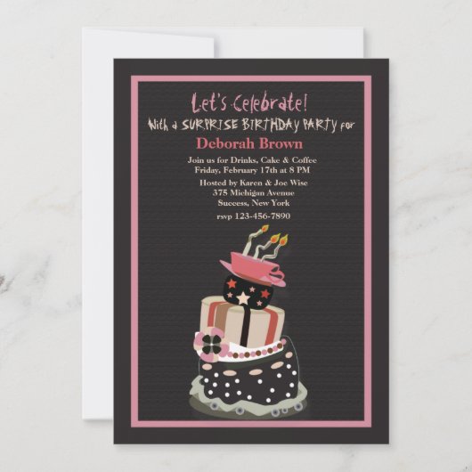 Crazy Birthday Cake Invitation Kaart (Voorkant)