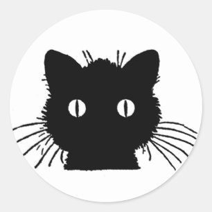 Crazy Black Cat Gezicht stickers
