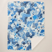 Crazy Blankets - Abstract Blue Organic Shapes Blan Sherpa Deken (Voorkant)