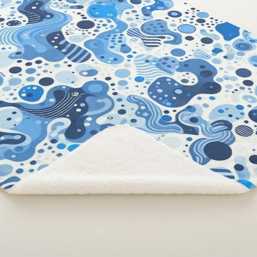 Crazy Blankets - Abstract Blue Organic Shapes Blan Sherpa Deken (3/4)