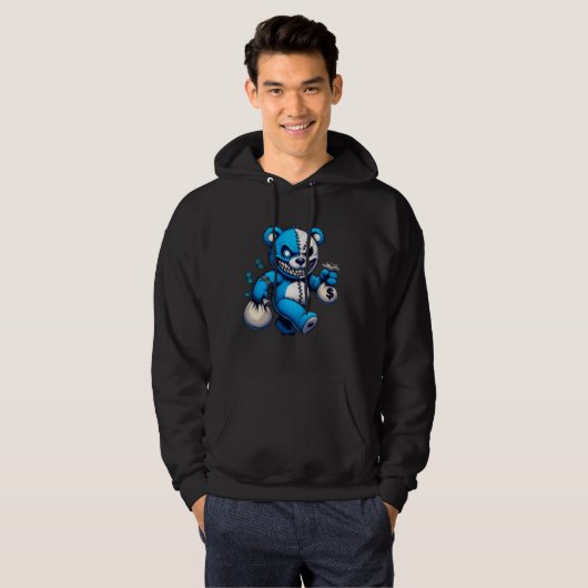 Crazy Blue Bear Hoodie (Voorkant volledig)