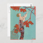 Crazy Blue Parrot van George Barbier Briefkaart (Voorkant / Achterkant)