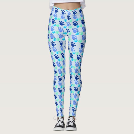 Crazy Blue Paw Leggings (Voorkant)