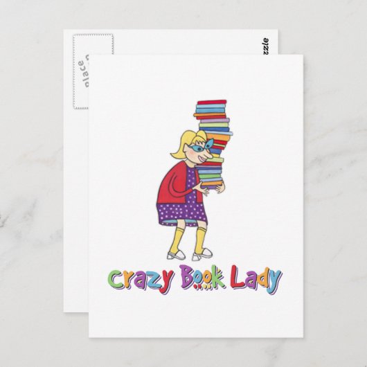Crazy Book Lady Briefkaart (Voorkant / Achterkant)
